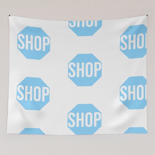 Item preview, blue shop stop sign designed and sold by mollsdesignss.