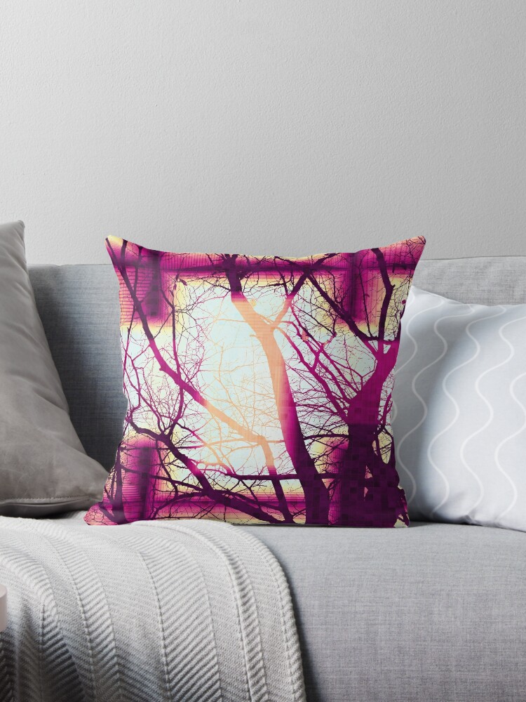 Harmonious Colors Fuschia Sky Blue And Cream Throw Pillow By Dahlymama Redbubble