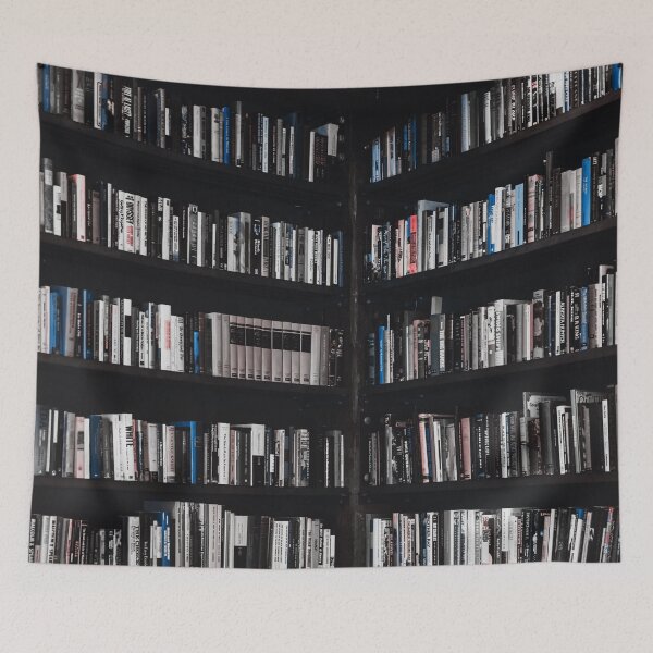 Item preview, Corner Of Bookcases in Black and Blue designed and sold by SquishStitches.
