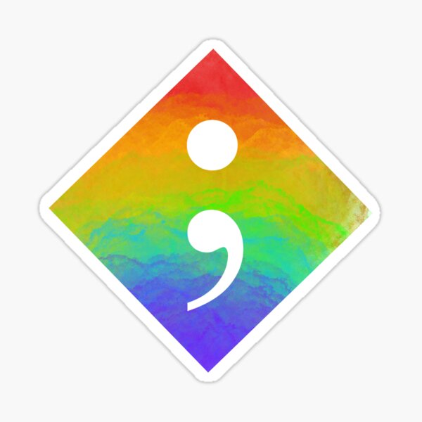 Rainbow Semicolon Sticker