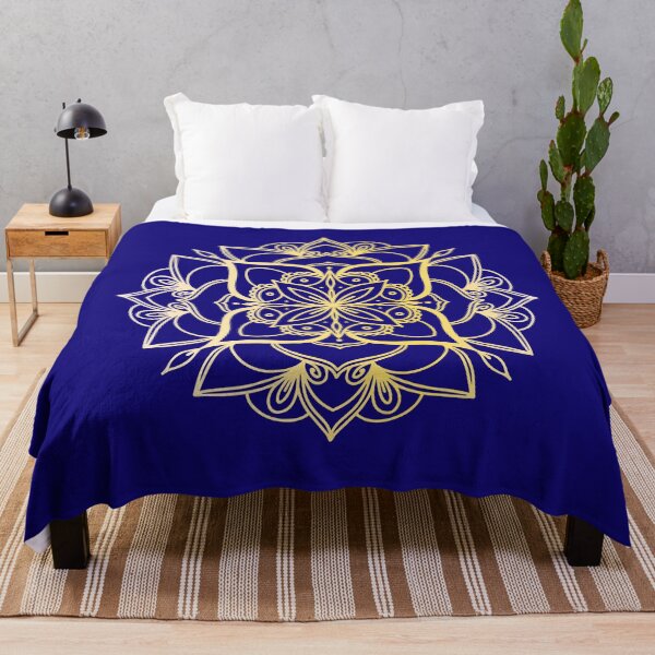 Item preview, Blue and gold floral mandala-flower designed and sold by Mammanation.