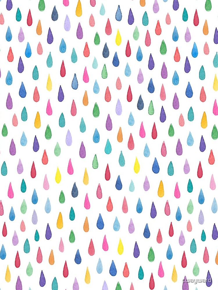 Rainbow raindrops - on white by cwayward