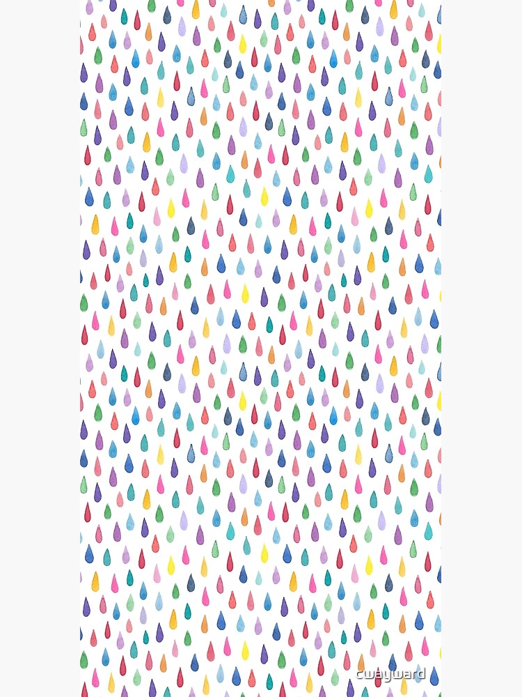 Rainbow raindrops - on white by cwayward