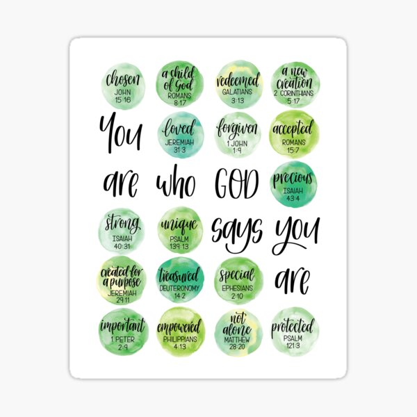 Item preview, You are who God says you are - Identity in Christ artwork - Green theme designed and sold by Rebecca Claire Designs.