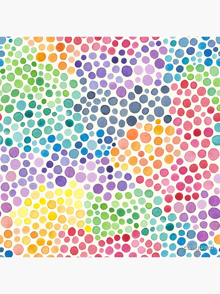 Watercolour rainbow dots on white by cwayward