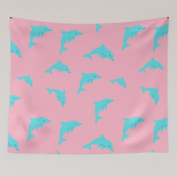 Item preview, Bubblegum Pink Blue Dolphins designed and sold by LaurensFortune.