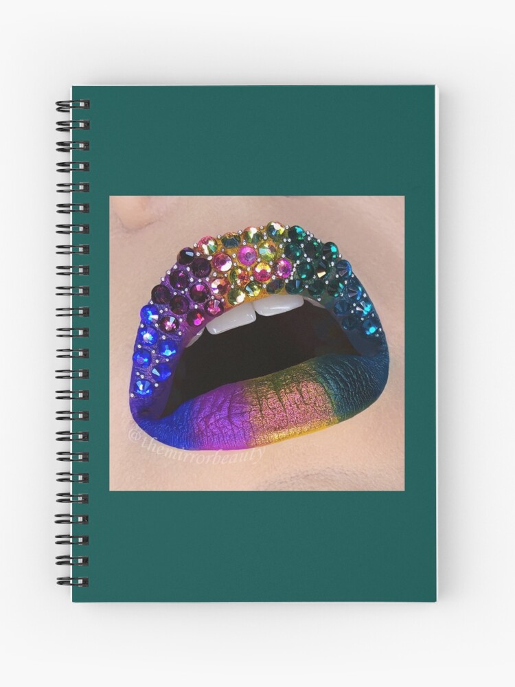 Rainbow rhinestones lip art Spiral Notebook for Sale by themirrorbeauty
