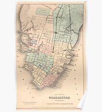 Vintage Map of Charleston South Carolina (1855) Poster