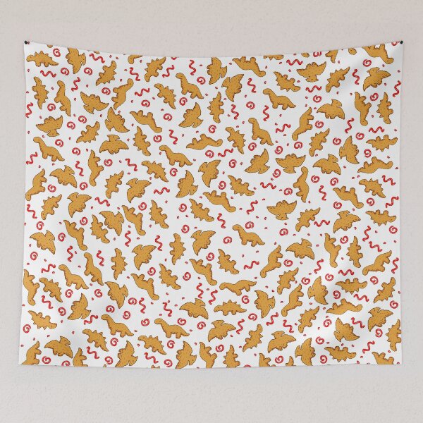 Item preview, cute dinosaur chicken nugget pattern designed and sold by PixelGardenArt.