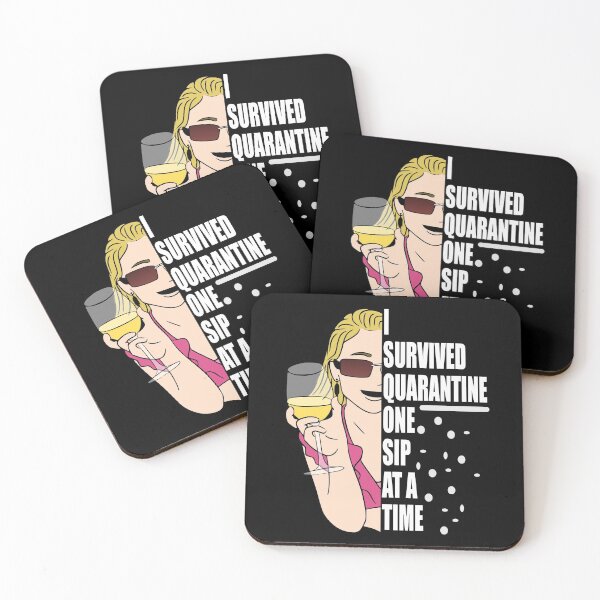 Item preview, Funny Covid 19 Survival I Survived Quarantine One Sip at a Time designed and sold by MimsTees.