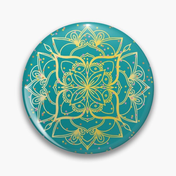 Item preview, Turquoise and gold floral mandala -flowers designed and sold by Mammanation.