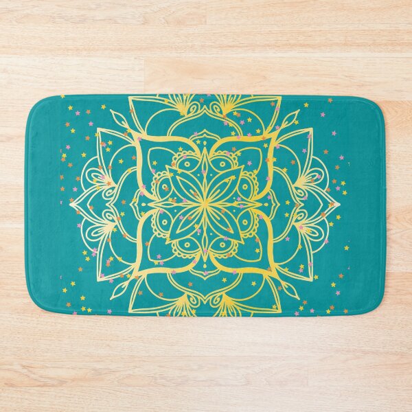 Item preview, Turquoise and gold floral mandala -flowers designed and sold by Mammanation.