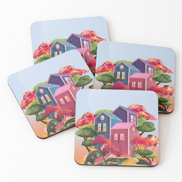 Item preview, Hilltop Houses Illustration designed and sold by Brownflower28.