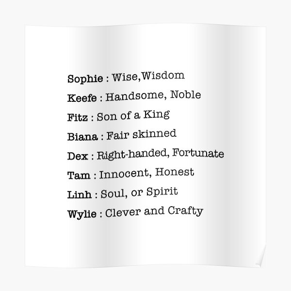 "keepers Name meanings" Poster for Sale by corbrand Redbubble