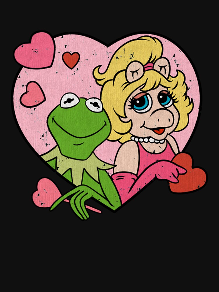 Distressed kermit and miss piggy | Pullover Hoodie