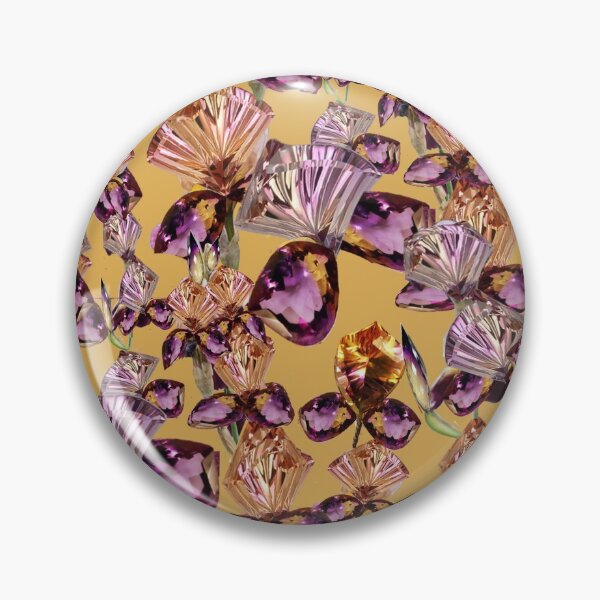 Item preview, irises-precious stones, irises-crystals, mustard shade designed and sold by Maria Mihailova.