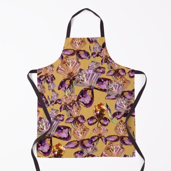 Item preview, irises-precious stones, irises-crystals, mustard shade designed and sold by Maria Mihailova.