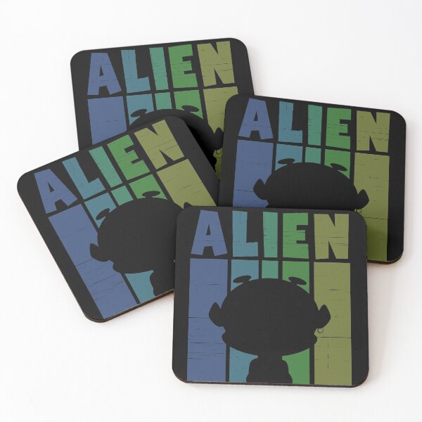 Item preview, Cute Alien silhouette on retro sunset background designed and sold by LaBellCreative.