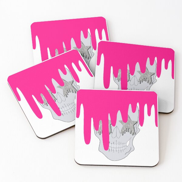 Item preview, neon pink drippy skull designed and sold by mollsdesignss.
