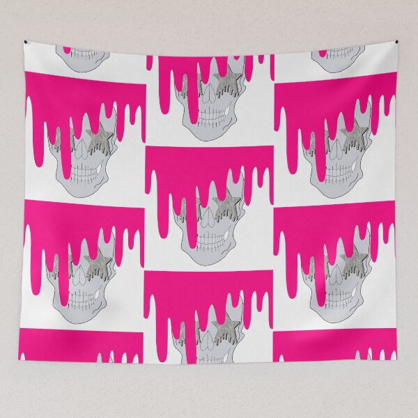 Item preview, neon pink drippy skull designed and sold by mollsdesignss.