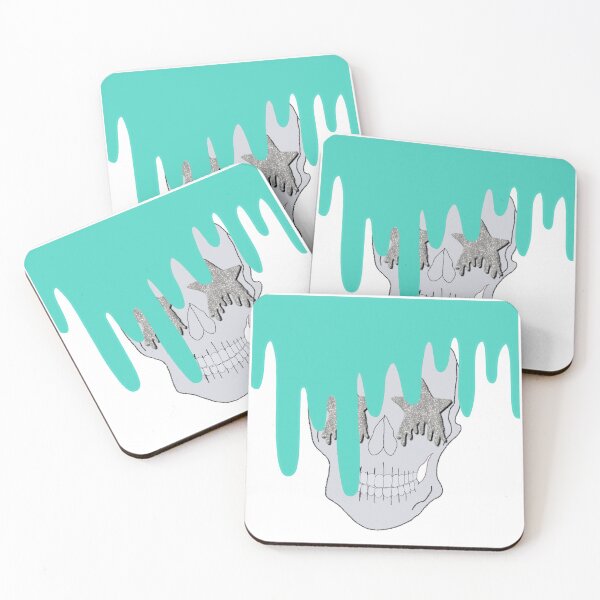 Item preview, teal drippy skull designed and sold by mollsdesignss.