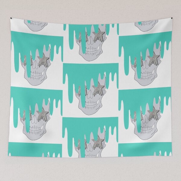 Item preview, teal drippy skull designed and sold by mollsdesignss.