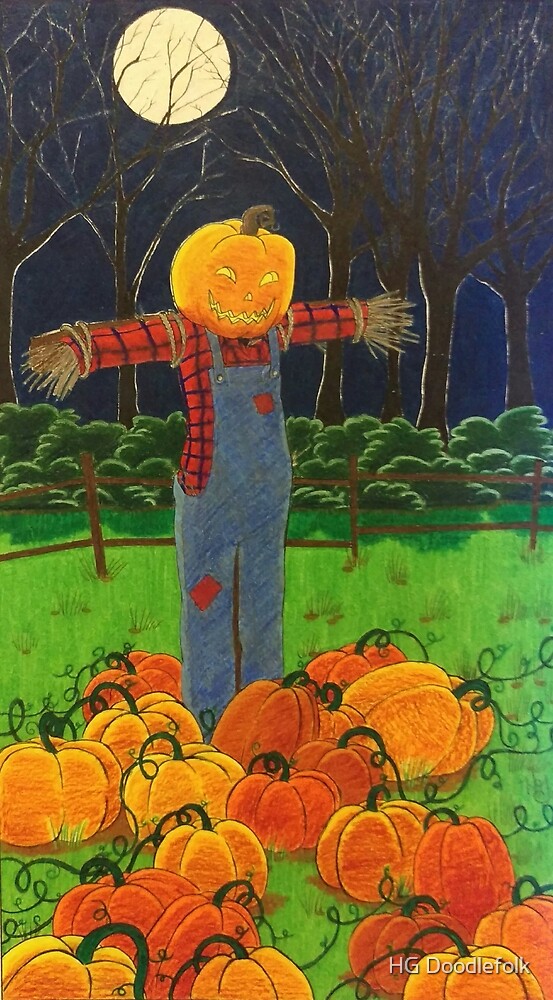 "Pumpkin Patch Scarecrow" by HG Doodlefolk | Redbubble