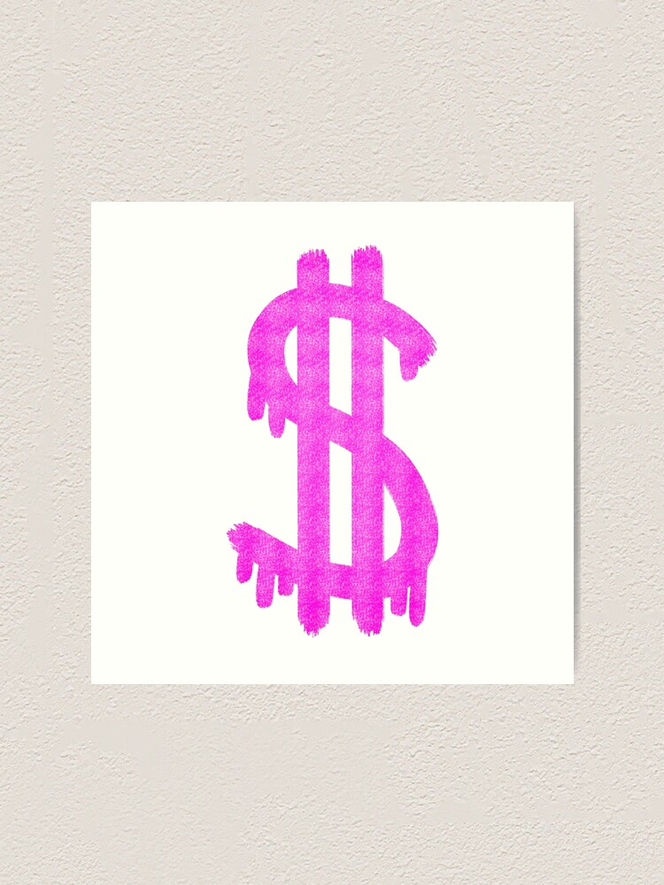 Pink Dollar Sign Symbol - Preppy Aesthetic Decor Wall Tapestry by