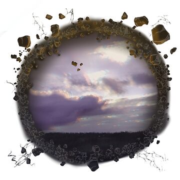 Artwork thumbnail, Cloudy Purple Sky with Rocky Frame and Glitched Effect by AheraRoses