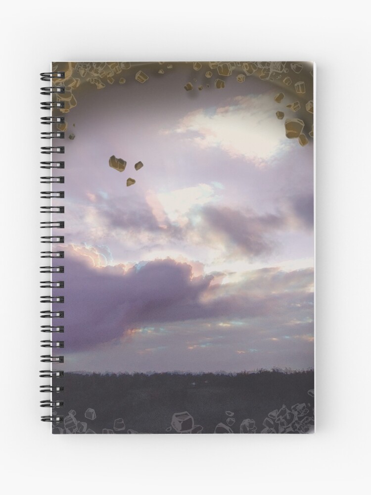 Thumbnail 1 of 3, Journal, Cloudy Purple Sky with Rocky Frame and Glitched Effect designed and sold by AheraRoses.