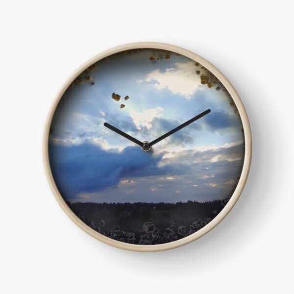 Blue Cloudy Sky with Simple Rocky Frame Clock
