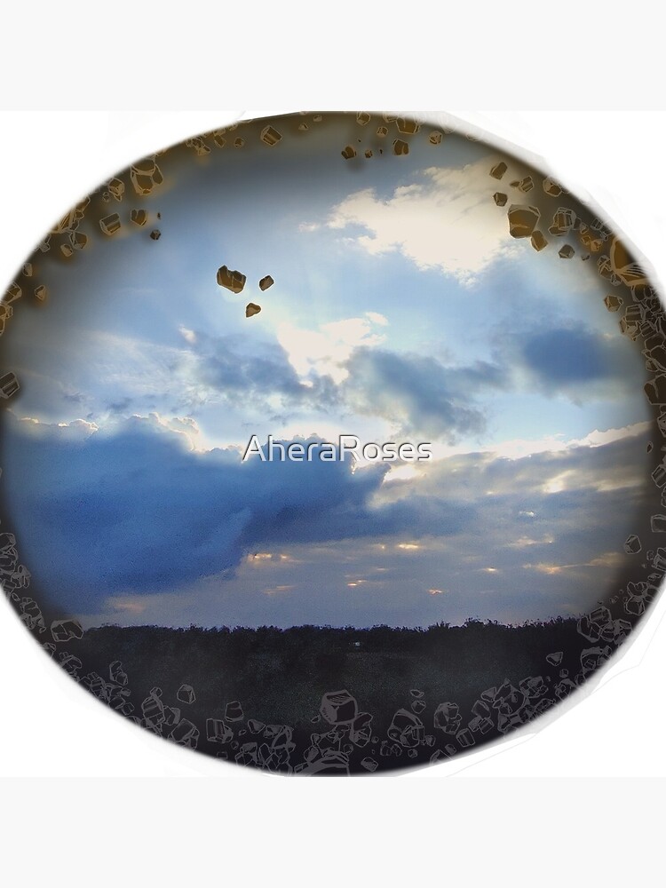 Thumbnail 4 of 4, Clock, Blue Cloudy Sky with Simple Rocky Frame designed and sold by AheraRoses.