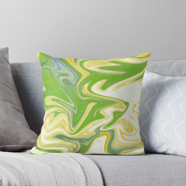 Lemon Lime Marble Throw Pillow