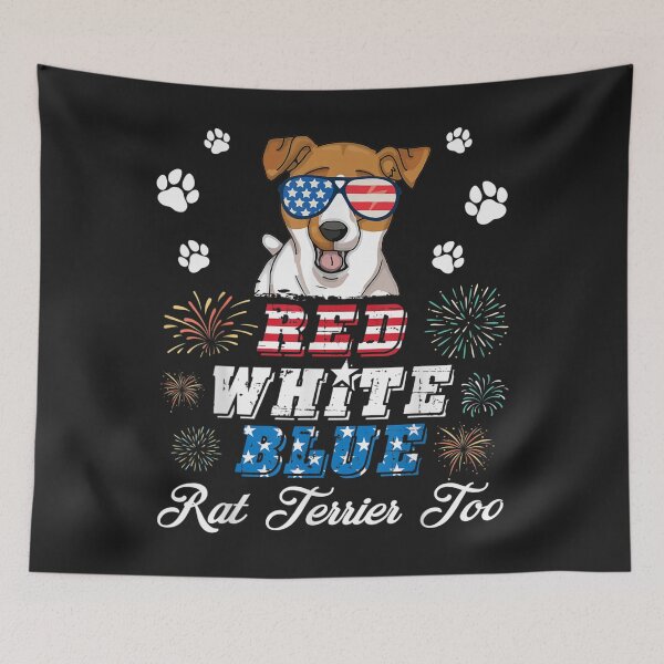 Item preview, Fireworks Red White Blue  Rat Terrier Dog Too 4TH July  designed and sold by emilydor.