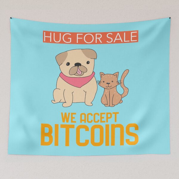 Item preview, Hug For Sale We Accept Bitcoins Dog And Cat designed and sold by DTEH.