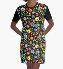 Hungarian Folk Pattern Graphic T-Shirt Dress