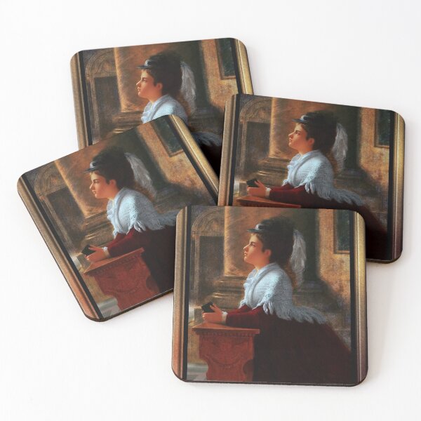 Item preview, Young Woman Praying In Church by Anton Thiele Classical Art Old Masters Reproduction designed and sold by Xzendor7 Digital Art Creations.