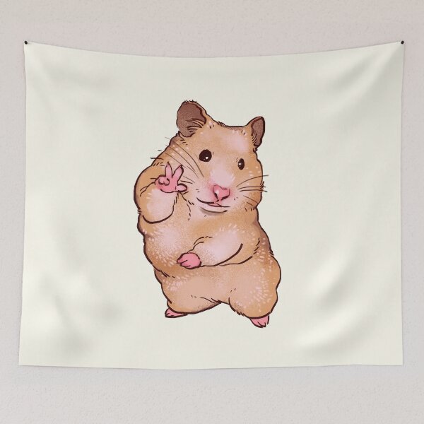 Item preview, I draw peace sign hamster smile for camera / funny animal meme designed and sold by RansRoom.