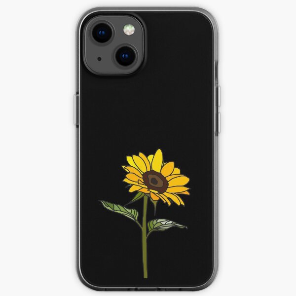 Aesthetic Sunflower on Black iPhone Soft Case