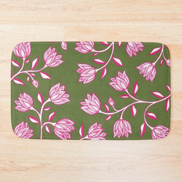 Item preview, Indian Floral Pattern - Sap Green & Magenta designed and sold by Artsychoke.