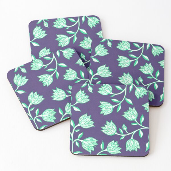 Item preview, Indian Summer Floral Pattern - Blue and Mint designed and sold by Artsychoke.