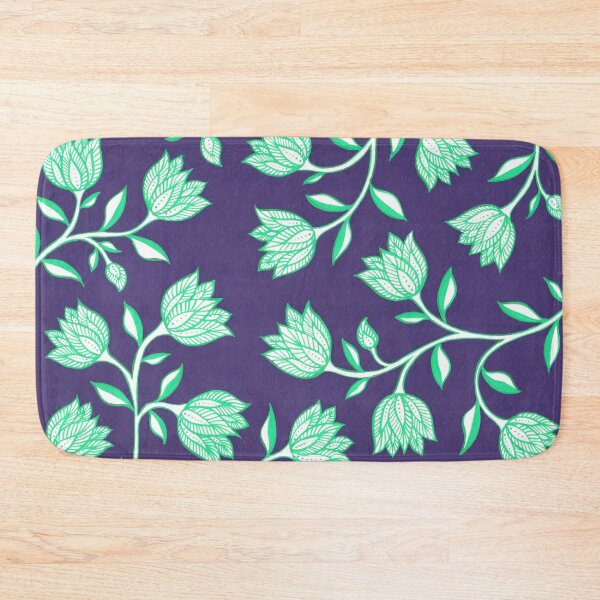 Item preview, Indian Summer Floral Pattern - Blue and Mint designed and sold by Artsychoke.