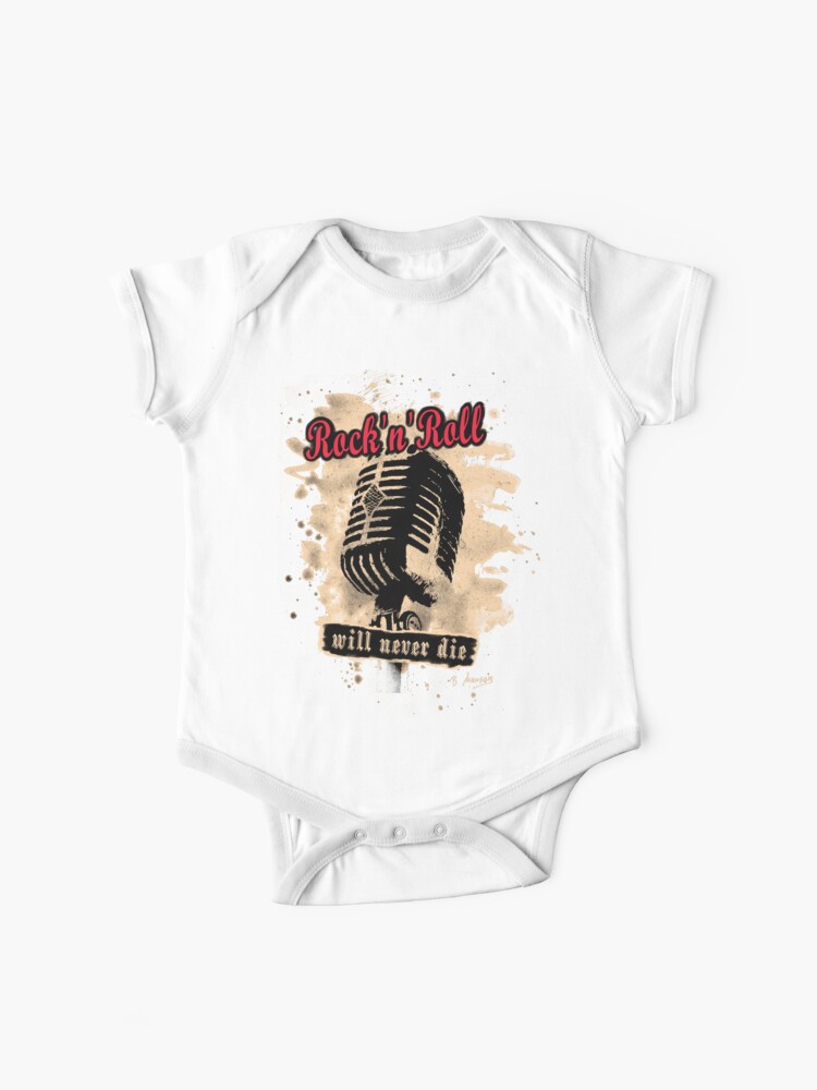 Rock N Roll Microphone Red Baby One Piece By Bela Manson Redbubble