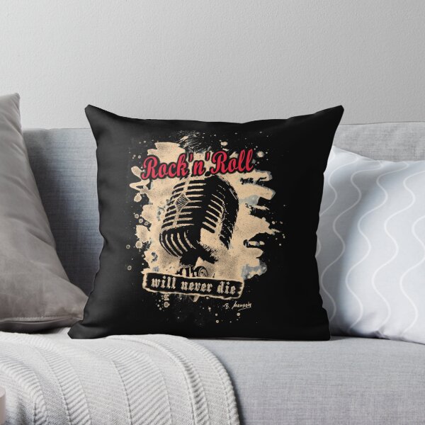 Rock-n-Roll Microphone - red Throw Pillow