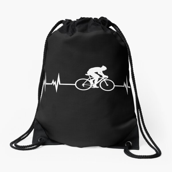 Cycling Heartbeat Drawstring Bag