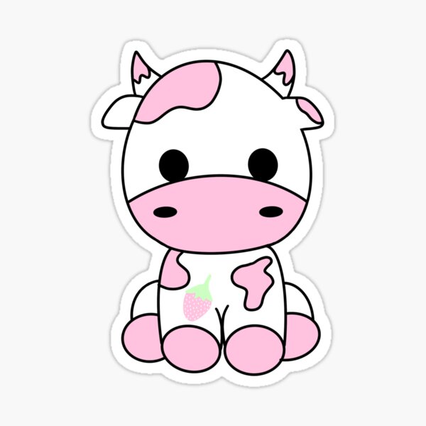 Strawberry Cow Sticker Set