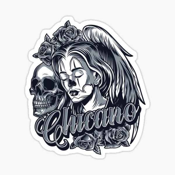 Skull Hard, Skull, Grafis, Chicano, Design, Art, Illustration Sticker