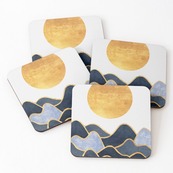 Item preview, Silhouettes of mountains. Abstraction of textured plaster with gold elements. Mural, gold texture designed and sold by darkmoonlight-.