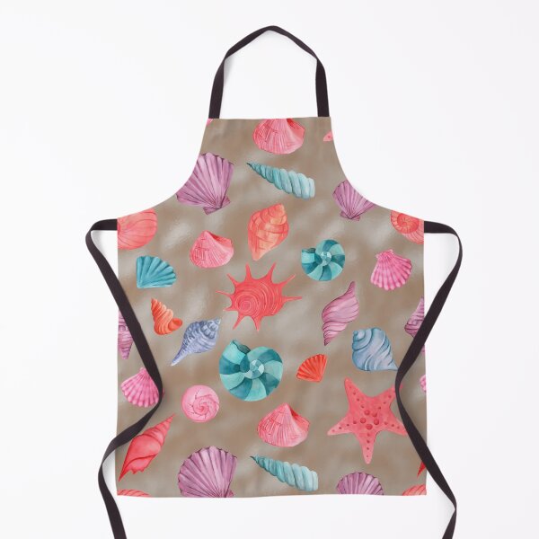 Item preview, Summery blue, pink, and purple sea shells against a sandy ripples background, pretty pattern with silky smooth definition and colorful watercolor painting effect designed and sold by Orianah.