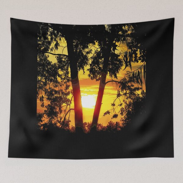 Item preview, Epic sunset between eucalyptus trees in Peloponnese photo design designed and sold by kikidu21.